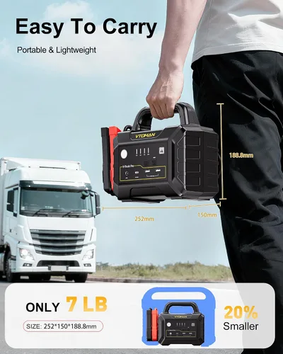 Vista 6 de VTOMAN V-Truck Pro 8000A Arrancador de Batería de Coche con Carga Rápida de 65W, Arrancador Portátil de 41600mAh para Todos los Motores de Gasolina