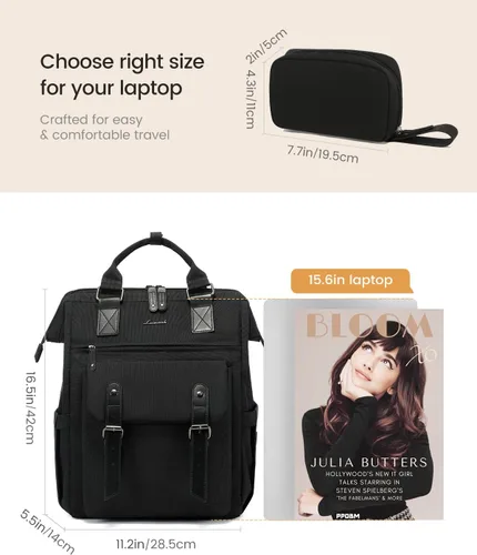 Vista 9 de LOVEVOOK - Mochila para laptop, para viaje de trabajo, bolso de enfermera, profesor, médico, viajero, para computadora de negocios, mochila