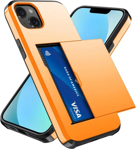 Vista 72 de Qinmay Funda compatible con iPhone 7 Plus/8 Plus con tarjetero, doble capa a prueba de golpes, funda protectora resistente con ranura oculta Negro