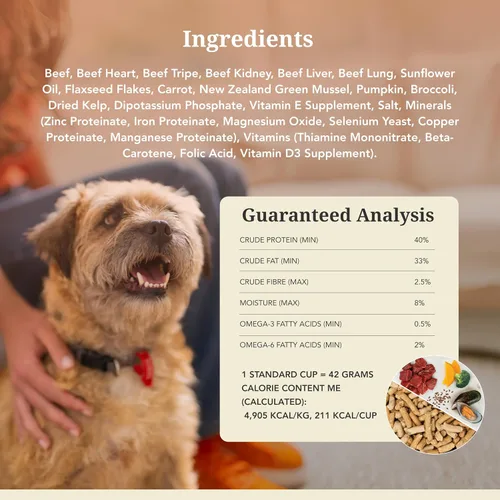Vista 6 de K9 Natural Carne Liofilizada para Perros, Comida Completa Natural de Alta Carne o Aditivo para Comida para Perros, Carne Alimentada con Pasto