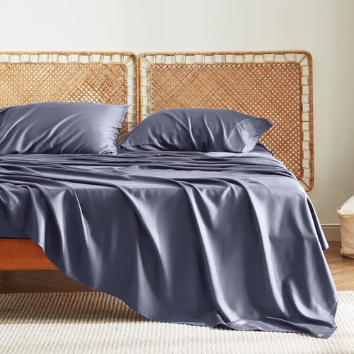 Vista 6 de Bedsure Juego de sábanas refrescantes para cama de tamaño King, juego de sábanas de lino y algodón, funda de edredón King