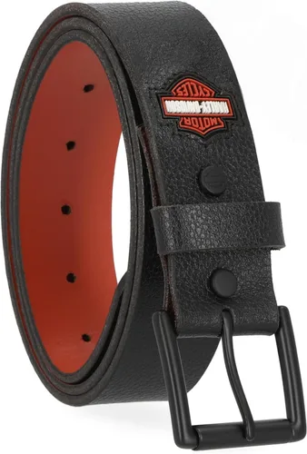 Vista 11 de Harley-Davidson Cinturón de cuero de 1.496 in para hombre Negro (doble costura)