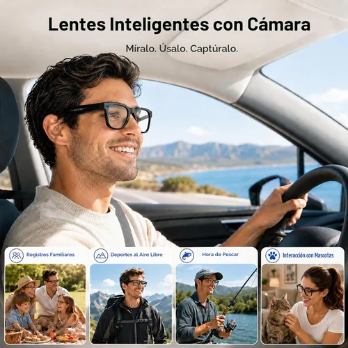 Vista 6 de Gafas inteligentes AI con cámara, captura HD de 13 MP, 4K EIS, lentes