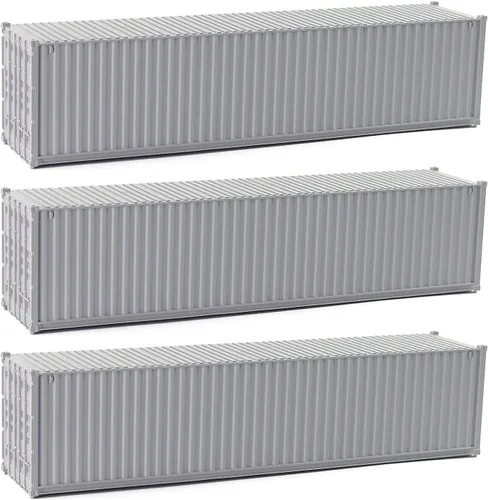 Vista 15 de 3pcs HO Escala sin decorar 40 ' (pies) Contenedores de envío 1:87 Deep Bule acanalado Side Container C8740DB