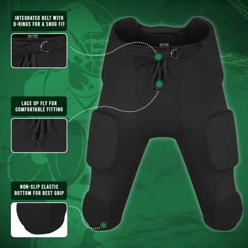 Vista 2 de Exxact Sports Integrated Football Pants Youth Boys - 7 Bubble Pro Pads Youth Football Pants with Pads, Boys Football Pants