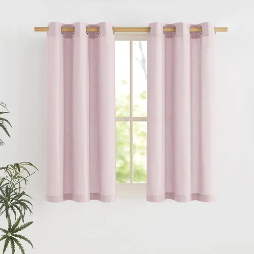 Vista 128 de NICETOWN - Cortinas de lino angora para ventana de cocina sobre el fregadero, con ojales, lino grueso angora, tratamientos cortos para ventanas