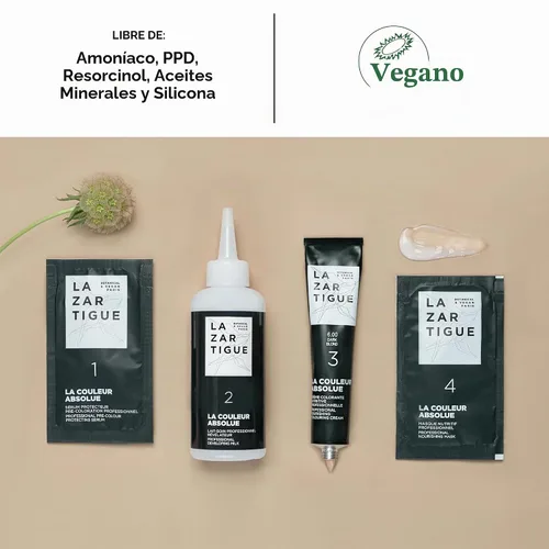 Vista 4 de Lazartigue La Couleur Absolue - Tinte permanente con extractos botánicos, color nutritivo y brillo, libre de amoníaco, PPD, resorcinol, aceites 7.00