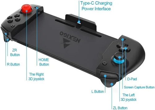 Vista 8 de NexiGo Controlador de interruptor para modo de mano controlador ergonómico para Nintendo Switch con giroscopio de 6 ejes vibración de motor dual