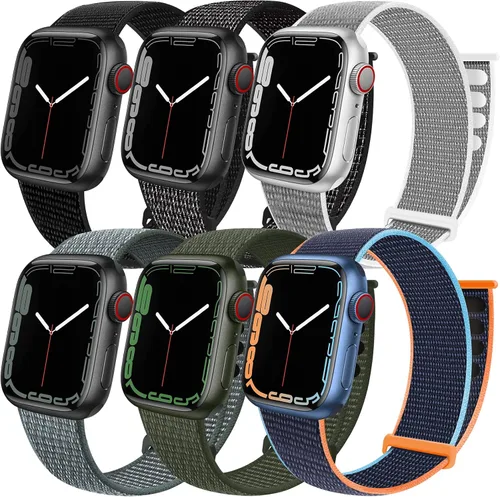 Vista 9 de Paquete de 6 correas deportivas compatibles con Apple Watch de 1.496 in 1.575 in 1.614 in 1.654 in 1.732 in 1.772 in 1.811 in 1.929 in para iWatch