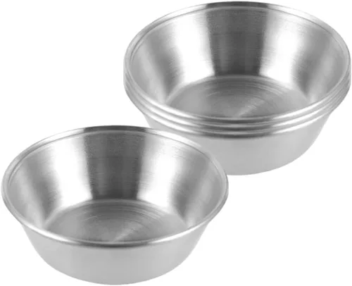 Vista 8 de Plato de salsa de acero inoxidable, platos individuales para salsas, pequeños ramequines de metal, pequeños tazones de condimento, platos de soja