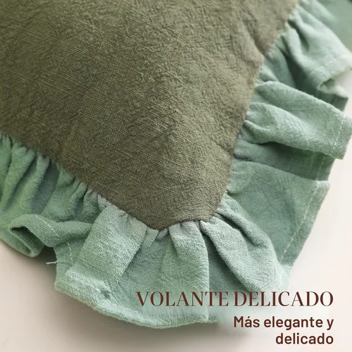 Vista 6 de patdrea - Juego de 2 fundas de cojín decorativas estilo shabby chic verdes, 18x18 pulgadas, fundas de cojín de lino rústico con volantes, funda