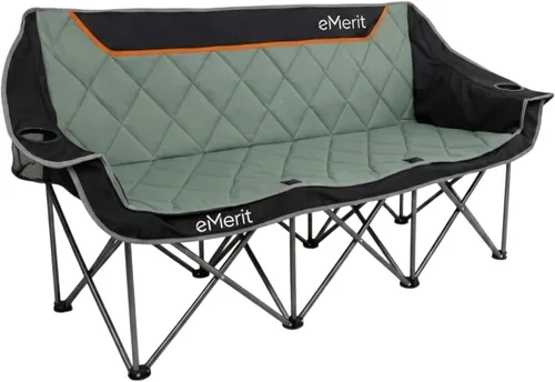 Vista 13 de EMERIT Paquete de 2 sillas de campamento acolchadas de gran tamaño, resistente capacidad de 450 libras, silla cuádruple plegable al aire libre