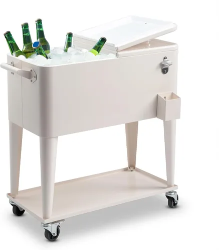 Vista 9 de SSLine - Hielera portátil con ruedas para patio, con ruedas, para exteriores, bar de bebidas frías, carro con estante de almacenamiento