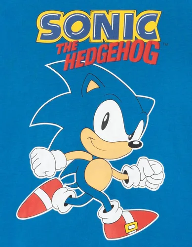 Vista 2 de SEGA Sonic the Hedgehog - Conjunto de camiseta atlética y pantalones cortos de malla, tallas para niños pequeños y grandes (2T - 18-20)
