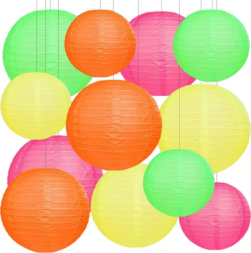 Vista 13 de 12 linternas de papel azules, faroles de papel de 10 pulgadas, decoraciones de fiesta azules para bodas, verano, cumpleaños, hogar, temática