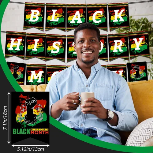 Vista 2 de Decoraciones colgantes del mes de la historia negra, pancarta afroamericana, suministros de fiesta del mes de la historia negra, guirnalda de fiesta