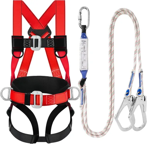 Vista 8 de TT TRSMIMA Safety Harness Fall Protection Kit - Full Body Roofing harnesses with Shock Absorbing Lanyard Upgrade Paded