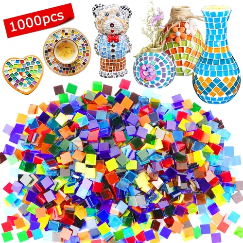 Vista 11 de 1100 Piezas de Azulejos de Mosaico, Azulejos de Mosaico de Vidrio para Manualidades al Por Mayor, Piezas de Vidrio de Mosaico Teñido, Suministros