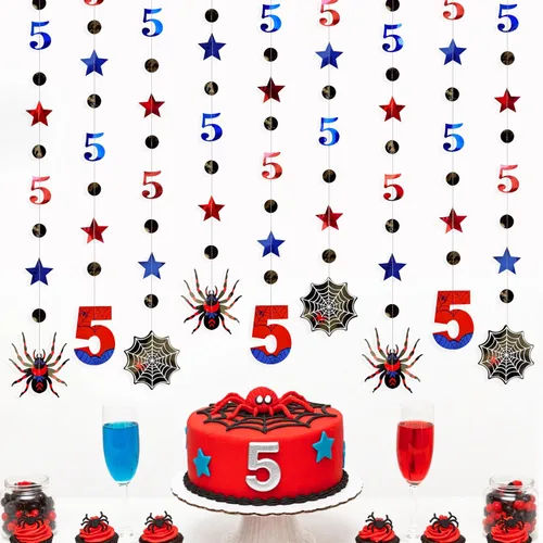 Vista 10 de Decoraciones de cumpleaños de dinosaurio de 52 pies para niños, pancarta de cumpleaños de tercer dinosaurio Rex, guirnalda de serpentinas, telón