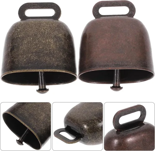 Vista 7 de 2pcs Vaca Campanas de Larga Distancia Caballo Ovejas Campanas de Hierro Ganado Fuerte Granja Animal Bronce Rojo Bronce