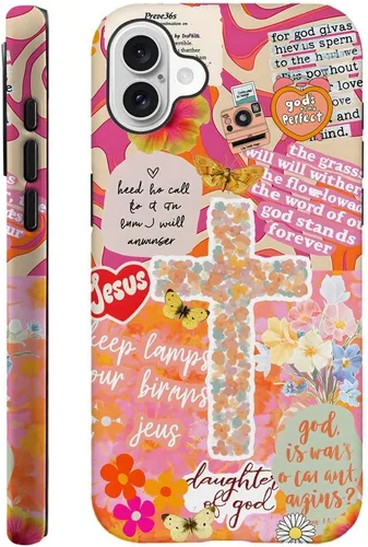 Vista 46 de DAIZAG Funda compatible con iPhone 11, funda duradera de protección contra golpes para niñas y mujeres, cruz bíblica, collage de flores