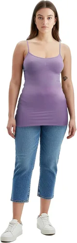 Vista 401 de Emmalise Camisola larga casual básica para mujer, con tirantes ajustables, top en capas