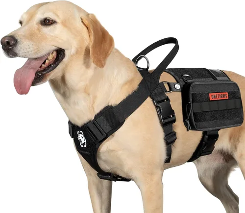 Vista 9 de OneTigris Arnés de Chaleco para Perro de Servicio, Capa para Perro de Servicio Arnés de Mochila para Perro Guardián con Bolsillos Bolsa de Sillín