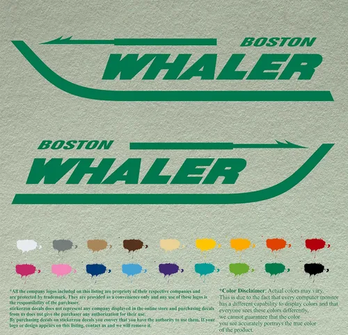 Vista 11 de Par de calcomanías Boston Whaler para barcos, calcomanías de vinilo, motor de barco, lote de 2, Negro 070