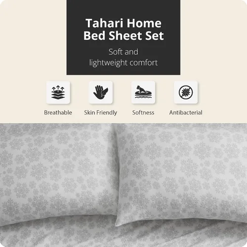 Vista 2 de Tahari Home - Sábanas King, ropa de cama de franela de algodón de 4 piezas con fundas de almohada a juego, cepilladas para mayor suavidad, acogedora