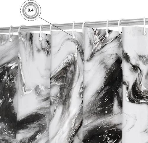 Vista 6 de Gibelle Cortina de ducha pequeña de 36 x 72 pulgadas, diseño de mármol medio abstracto estrecho para baño, juego de cortina de ducha moderna de tela