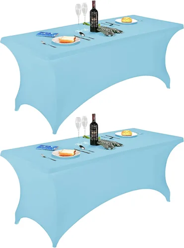 Vista 20 de FORLIFE - Funda de mesa de elastano, mantel ajustado de 4 pies para mesas rectangulares, funda elástica para patio, universal para bodas, banquetes
