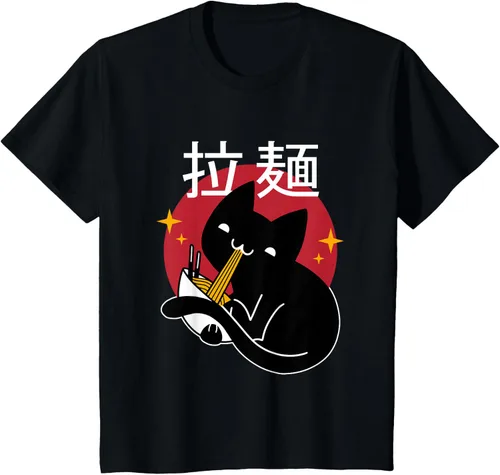 Vista 34 de Camiseta japonesa Ramen Noodle Cat, Negro