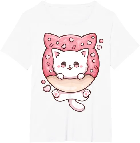Vista 108 de Camiseta Kawaii Cat Donut Anime Lover Otaku, Negro