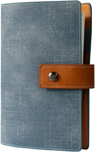 Vista 8 de CAGIE Carpeta A5 con 6 anillas rellenable, cuaderno de cuero encuadernado en espiral para planificador de negocios, organizador personal, cuadernos