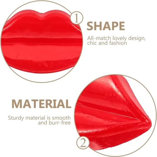 Vista 7 de EXCEART Botones de costura de plástico en forma de labio, 100 piezas de botones rojos para manualidades, decoración de ropa y fabricación de muñecas