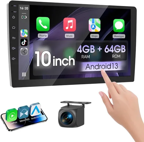 Vista 9 de Haudio - Estéreo de coche Android de 9 pulgadas con doble DIN (RAM4GB+ROM64GB) para Apple Carplay y Android Auto, radio de coche con cámara trasera