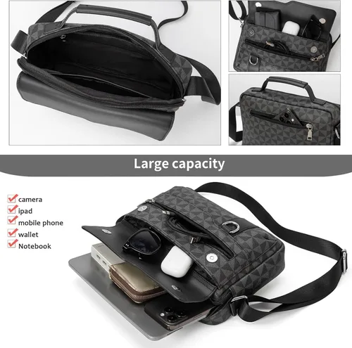 Vista 6 de XIKIBEA Bolso cruzado para hombre, bolso de hombro para hombre para ir al trabajo, bolso de viaje Bolso de trabajo para hombre pequeño