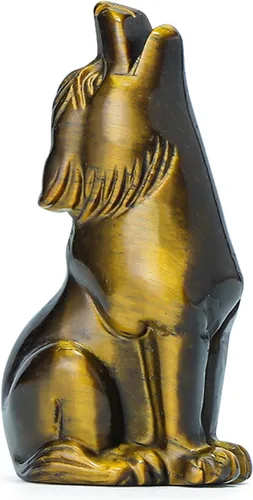 Vista 9 de Artistone Estatua de lobo de obsidiana negra de 2 pulgadas, adorno para decoración del hogar, escultura de animales de cristal curativo con caja