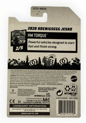 Vista 2 de Hot Wheels 2020 Koenigsegg Jesko, Torque 2/5 - blanco