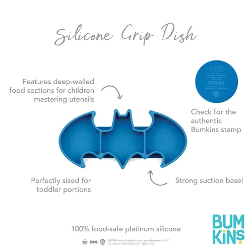 Vista 5 de Plato de succión Bumkins para niños pequeños y bebés, plato de silicona con agarre, para bebés y niños, alimentación guiada por el bebé, suministros