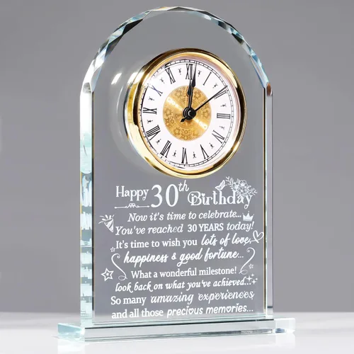 Vista 15 de Ornalrist Reloj de cristal de feliz cumpleaños 70 para mujeres, hombres, recuerdo de cumpleaños de 70 años para mamá, papá, padres, decoración
