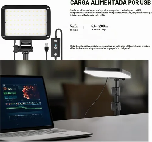 Vista 7 de NEEWER Basics Kit de iluminación de panel de luz de video LED, luces de estudio portátiles regulables bicolor con soporte de trípode y filtros