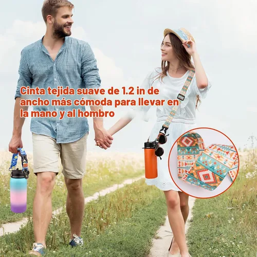 Vista 4 de WK IEASON 2 in 1 Water Bottle Handle Strap Carrier with Shoulder Strap for Hydro Flask Wide Mouth 12oz-64oz, Adjustable Water Bottle Sling Holder