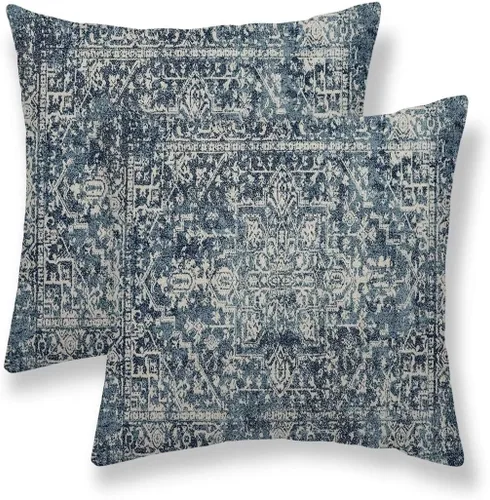 Vista 31 de Juego de 2 fundas de almohada bohemias de 16 x 16 pulgadas, color negro y marrón, fundas de almohada con patrón de alfombra étnica rústica, fundas