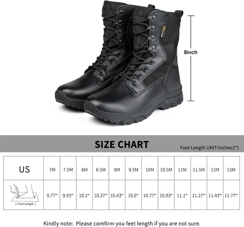 Vista 7 de FREE SOLDIER Botas tácticas para hombre de 8 pulgadas, ligeras, botas de combate duraderas, botas de trabajo militares de gamuza duradera, botas