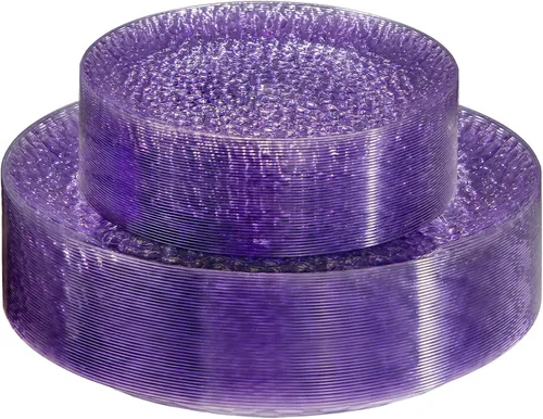 Vista 20 de Rubtlamp 60 platos de plástico, platos desechables de color marrón transparente, platos de plástico martillados resistentes, platos desechables