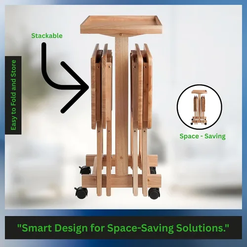 Vista 5 de Isabelle - Juego de mesa de aperitivos de 6 piezas, portátil, diseño elegante para sala de estar y dormitorio, plegable y ahorro de espacio