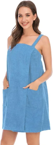 Vista 68 de Veseacky Toalla de baño para mujer con bolsillo, bata de spa ajustable y diadema facial