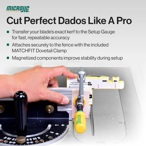 Vista 4 de MICROJIG GRR-RIPPER MF-1004 Match Fit Dado Stop Pro, amarillo