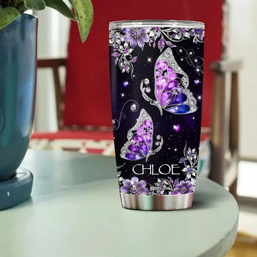 Vista 4 de Regalo personalizado de mariposa para niñas, mamá, esposa, mujeres, adultos, amantes de las mariposas, tazas de café, botella de agua, taza